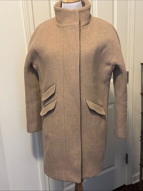 J. Crew Camel Italian Wool-Blend High-Collar Pea Coat